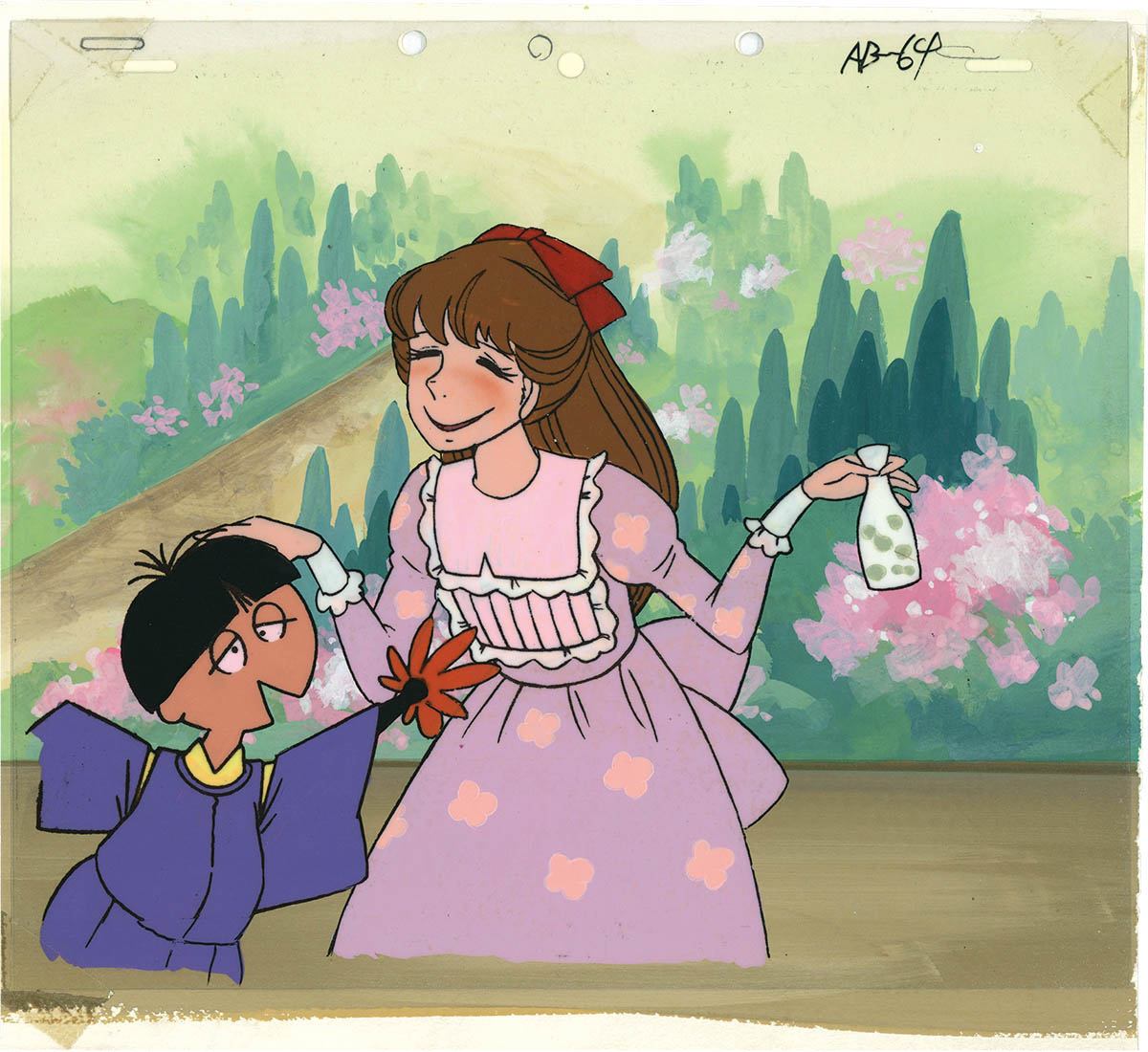 B はいからさんが通る セル画 紅緒 42話 涙する女性 背景付き