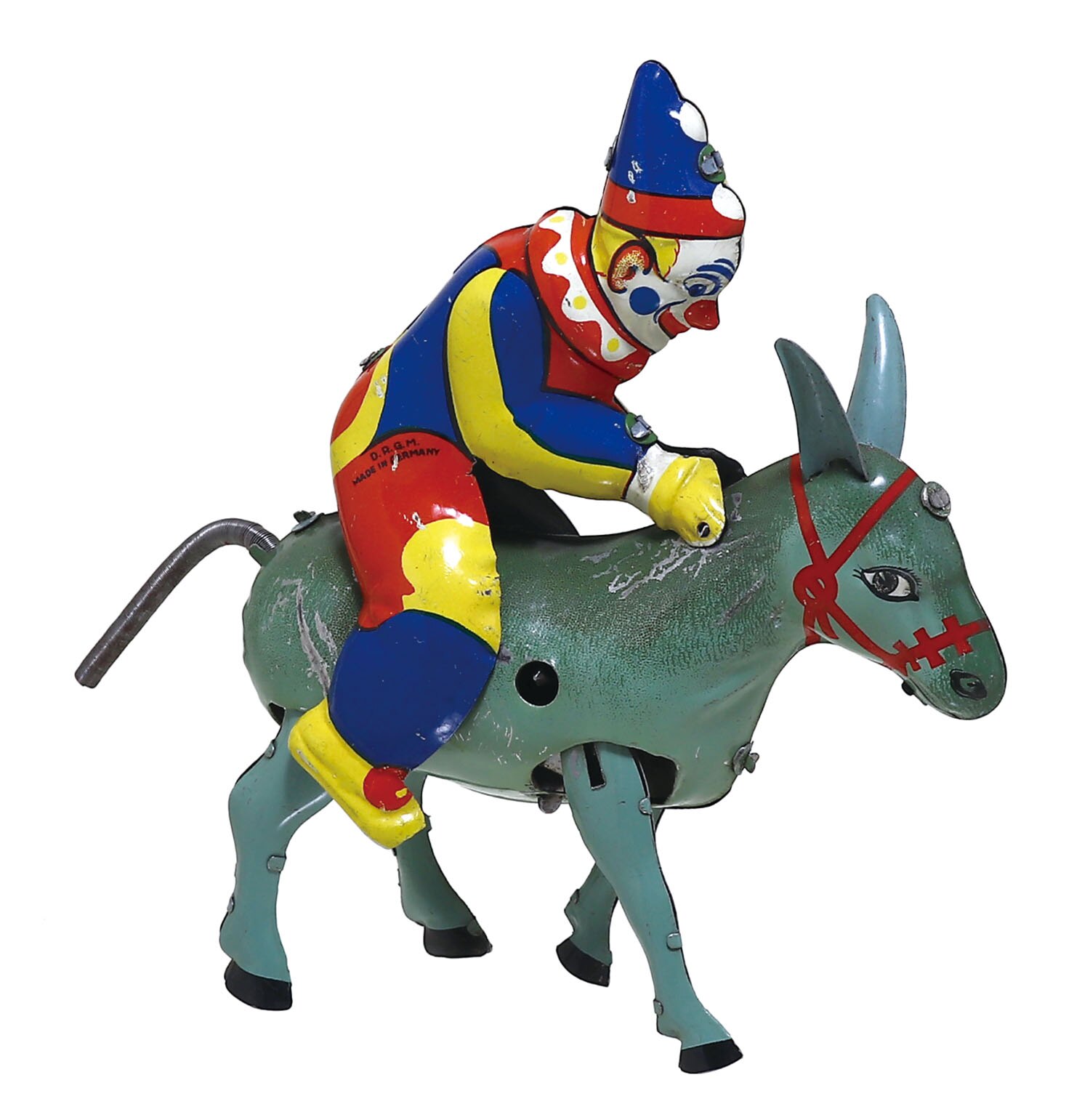 Clown riding a donkey