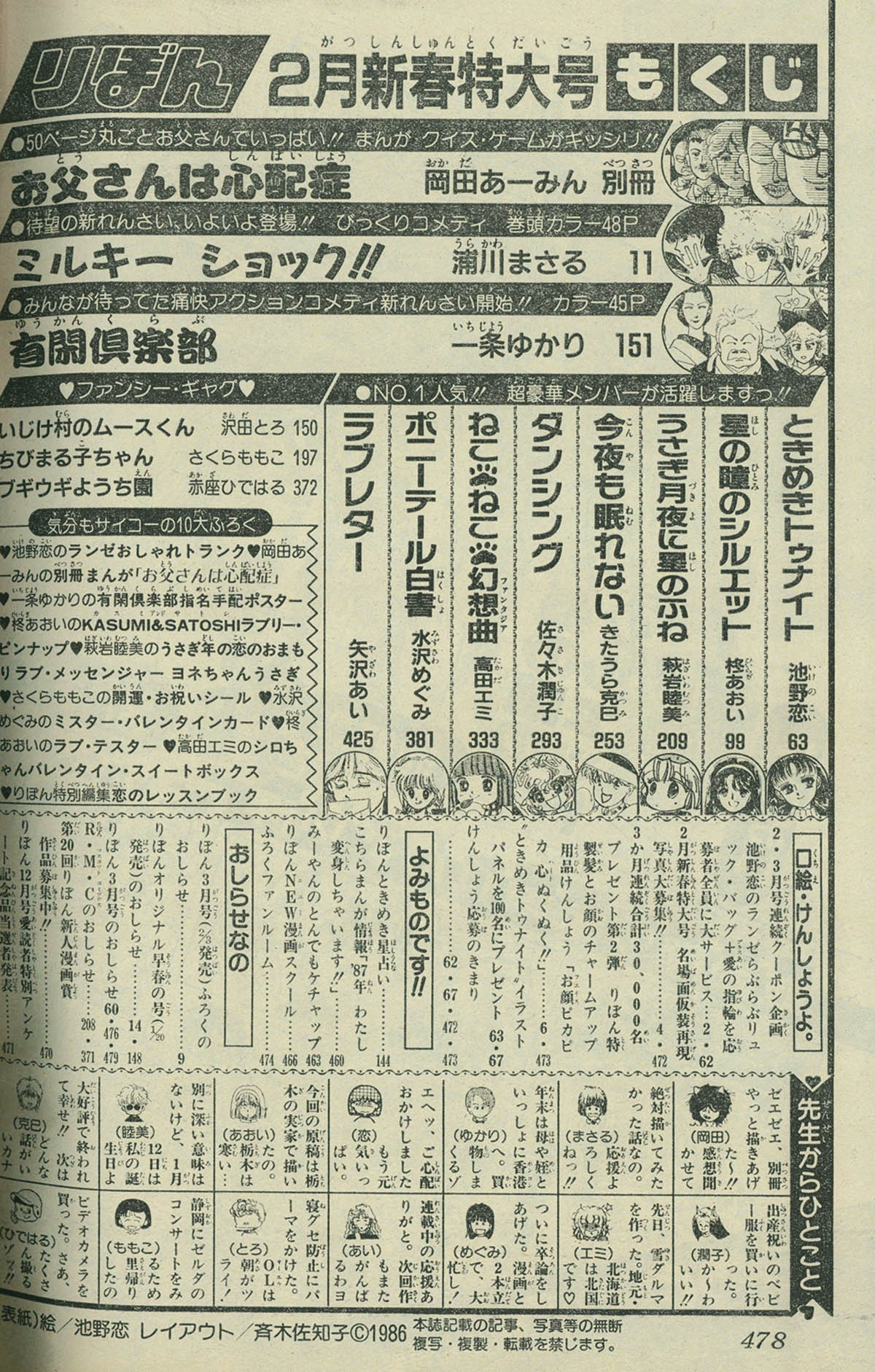 6255] りぼん1987年2月号