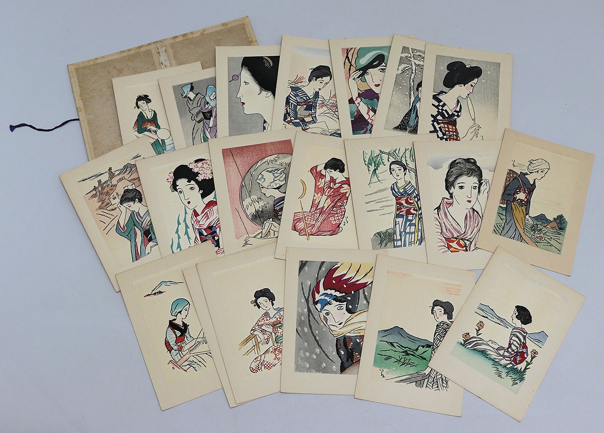 美品 竹久夢二「夏の女」木版画 竹久不二彦承認印・シール有