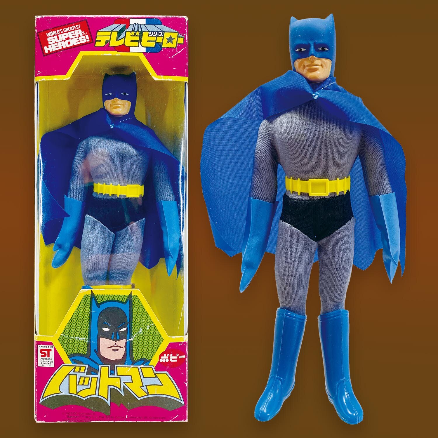 当時物 1979年ポピー製　テレビヒーローシリーズ　バットマン　希少フィギュア ポピー(香港)製テレビヒーローシリーズ『バットマン人形』箱付