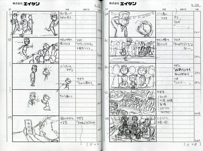 （S.K）サザエさん 絵コンテ集とセル画セット S.K）サザエさん 絵コンテ集とセル画セット