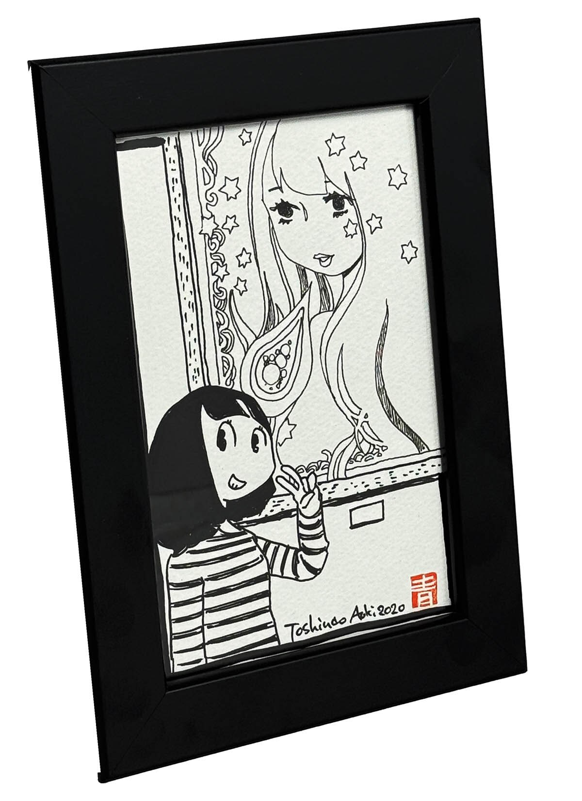 4150] 青木俊直 直筆イラスト「わたしの自画像でーす」