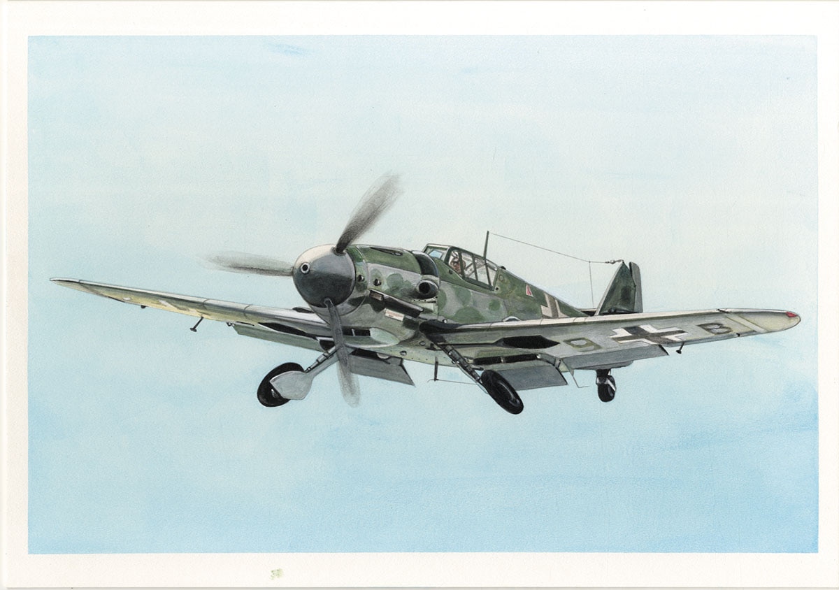 渡辺文也直筆カラーイラスト Messerschmitt Bf109