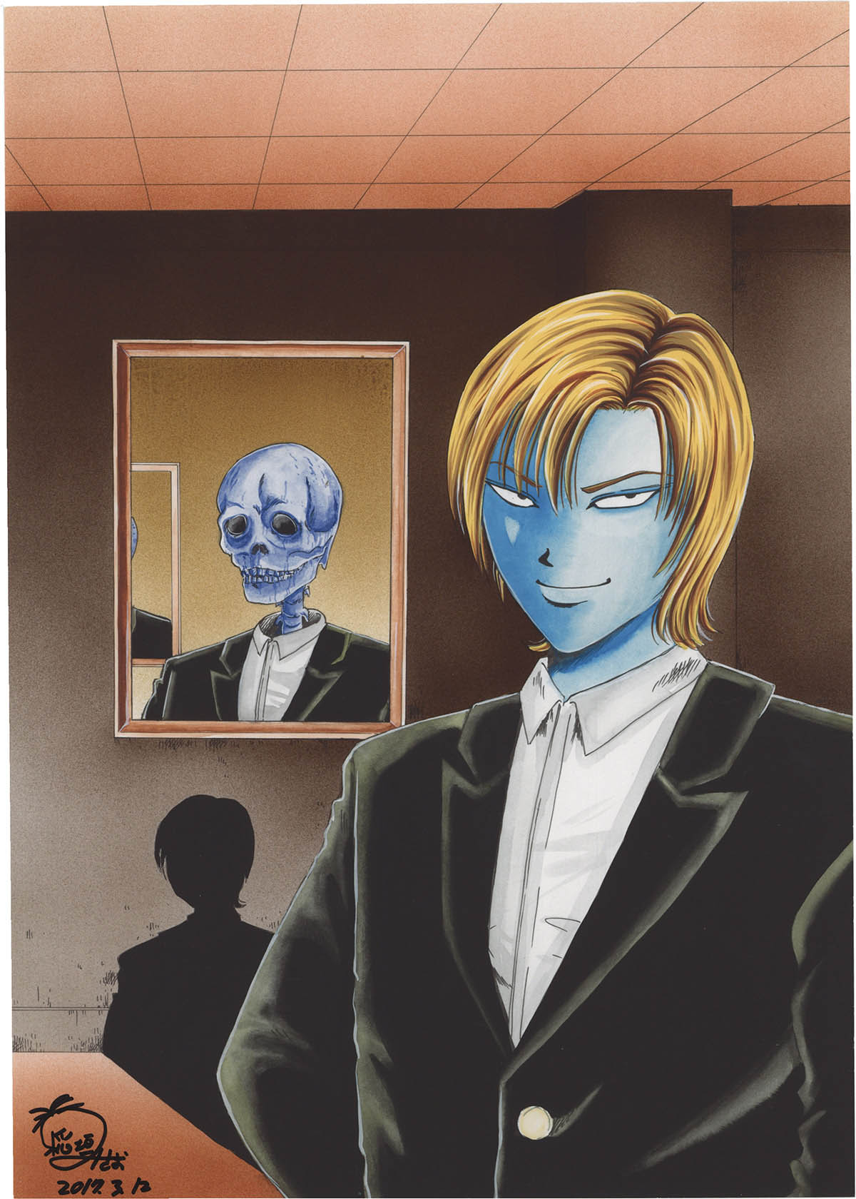 4233] 稲垣みさお 直筆サイン入りカラー複製イラスト/直筆サイン入り