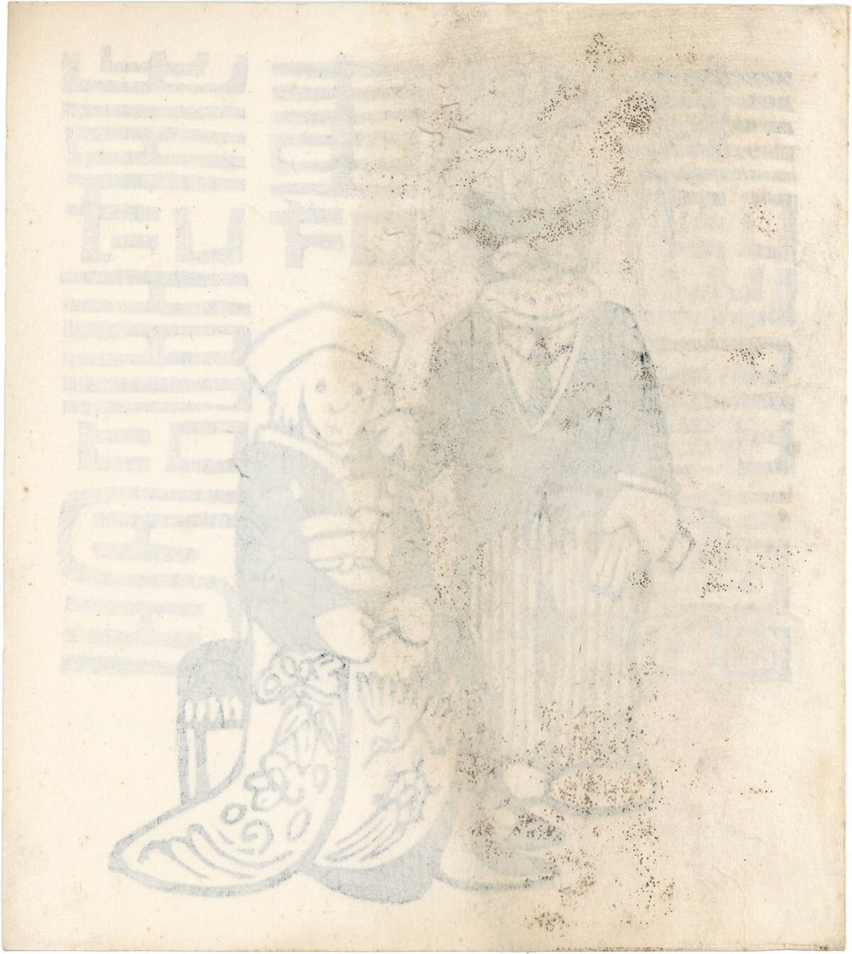3044] 田河水泡 直筆サイン入り版画「のらくろ」