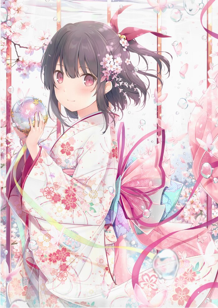 絵師100人展8　6U☆ 複製原画 桜模様 6U☆ カラー複製イラスト「桜模様」額なし