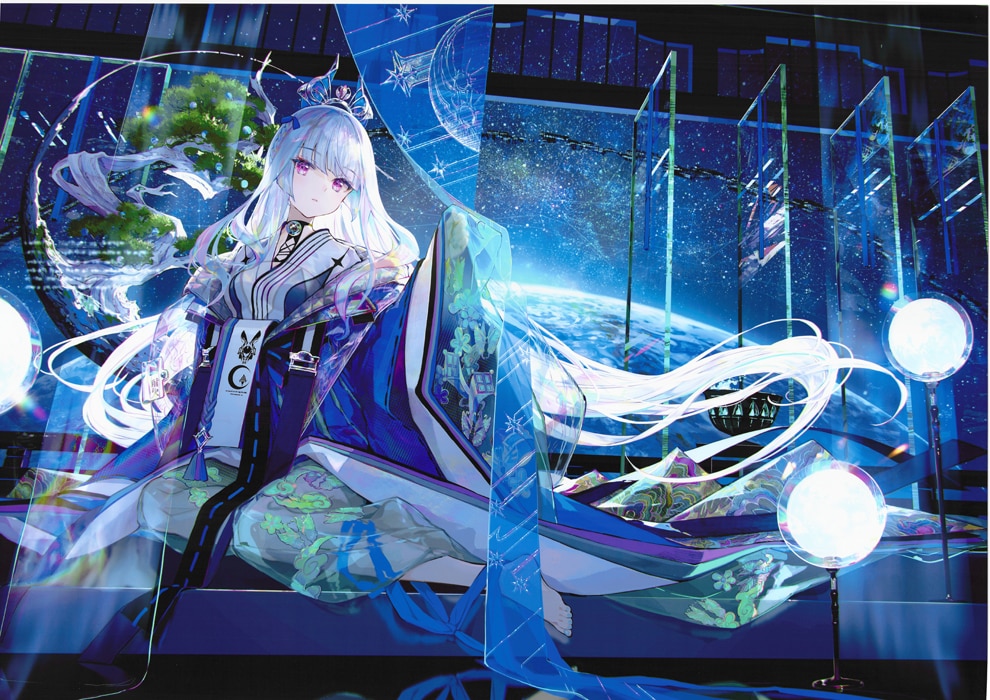 藤ちょこかぐや姫 複製画＆アクリルパネル 藤ちょこ カラー複製イラスト「かぐや姫」額なし