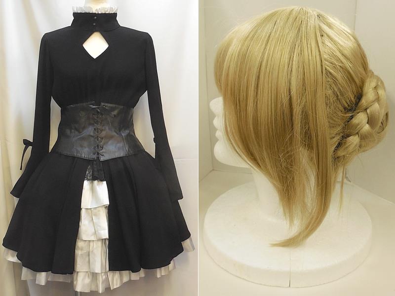 1/Fate/hollow ataraxia/ Saber Alter Gothic Lolita Dress/ With Wig / About  Womens M Size (Japanese Size)/ Cosplay Outfit