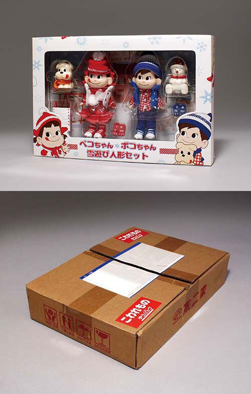 不二家 ペコちゃんポコちゃん雪遊び人形セット輸送箱付