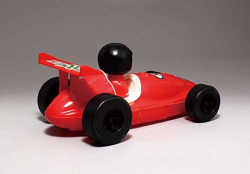 貴重 当時物 FUJIYA ペコちゃん ソフビ 人形 レーシングカー レースカー お菓子入れ 不二家 菓子容器 フジヤ 玩具 広告 企業