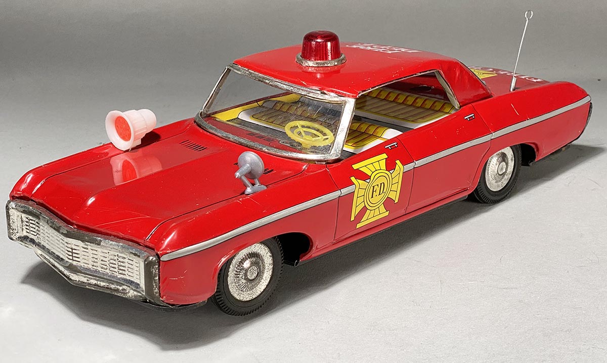 レア　消防車 FIRE CHIEF CAR Linemar Marx Tin Lithographed Windup Hydrogen Powered Service