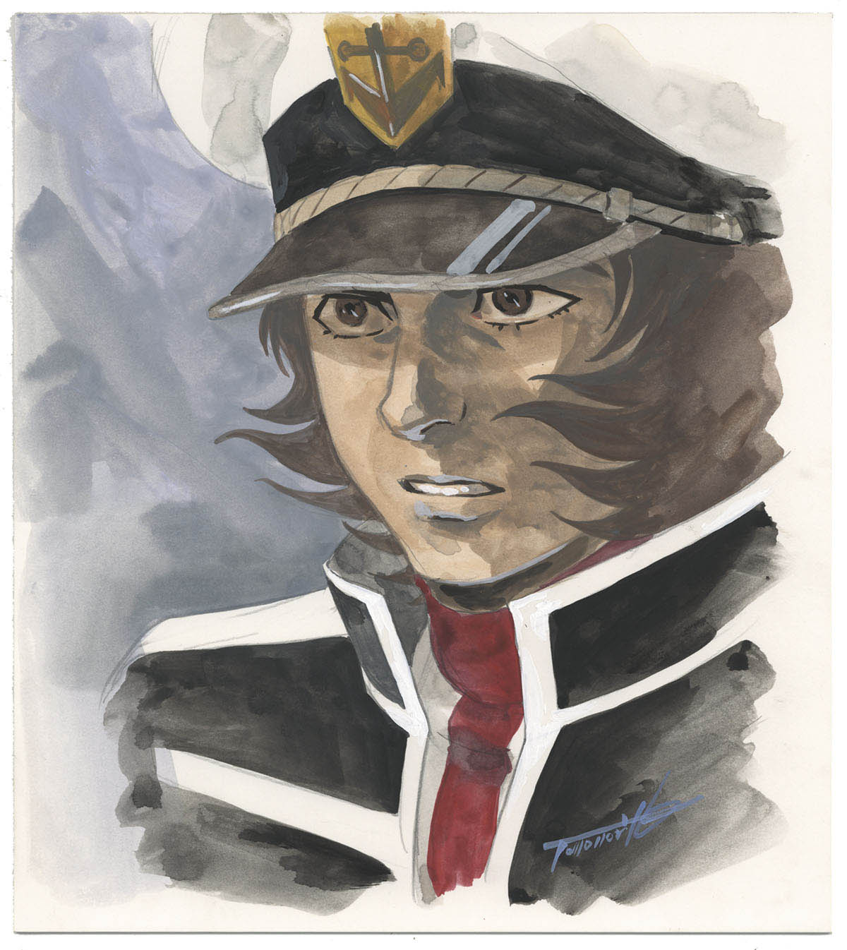 【T-ポイント5倍】 湖川友謙直筆カラー色紙「宇宙戦艦ヤマト復活篇」古代進 サイン、直筆画