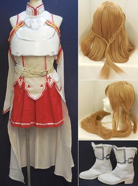 SAO アスナ 血盟騎士団 コスプレセット 衣装 ウィッグ 細剣 靴