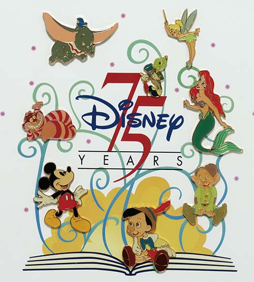 ディズニーストア ディズニー75周年 額装ピンズセット