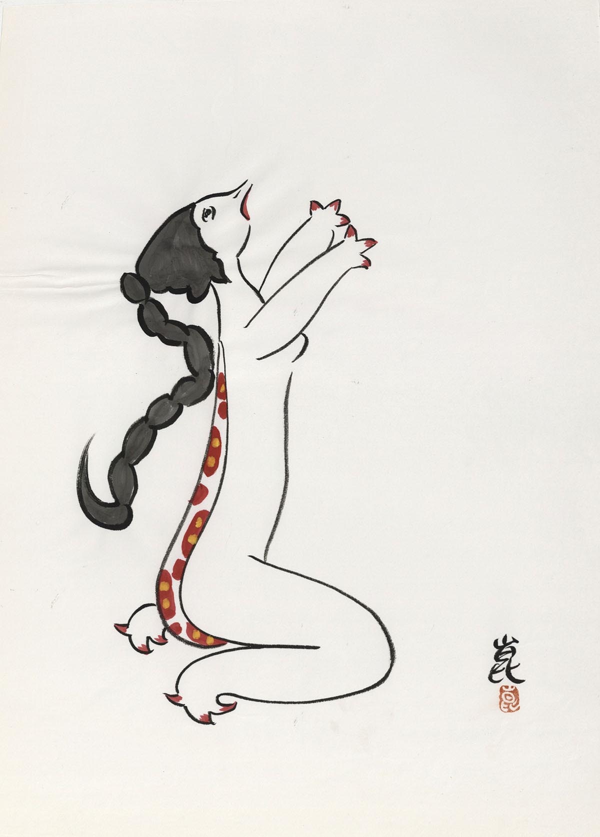 清水崑直筆カラーイラスト「女かっぱ二十態」