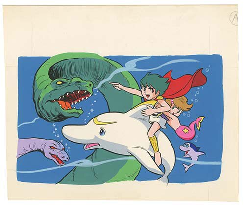 手塚プロ直筆カラー版権イラスト「海のトリトン」