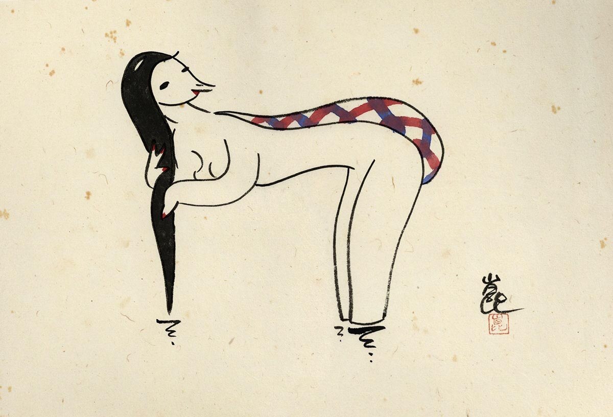 清水崑直筆カラーイラスト「女かっぱ 二十態」