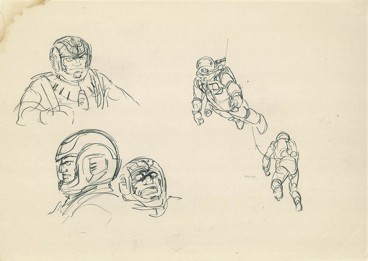 3167] 機動戦士ガンダム ラフ設定原画 / 直筆:安彦良和
