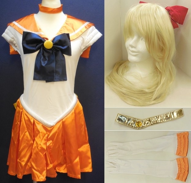 定番 美少女戦士セーラームーン/セーラーヴィーナス/ウィッグ付き コスプレ衣装