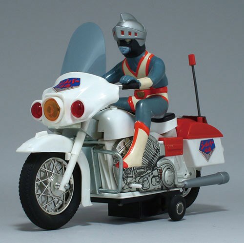 昭和レトロ　ヨネザワ　シルバー仮面　オートバイ　　　　　全長約30cm ヨネザワ/日本製 シルバー仮面 オートバイ