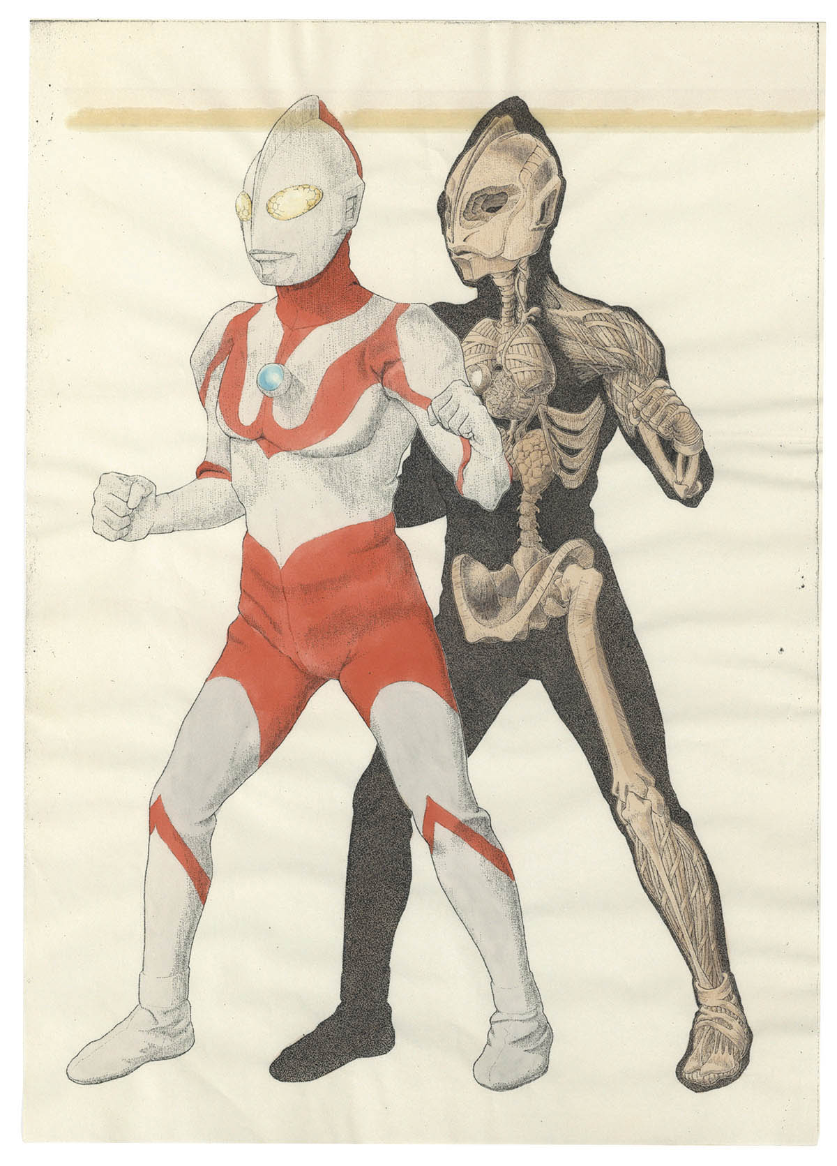 ウルトラマン」直筆カラー版権原画(線は印刷)
