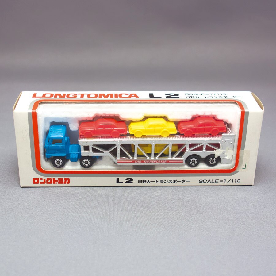 トミー ロングトミカ 日野カー トランスポーター 青キャブ メッキ荷台