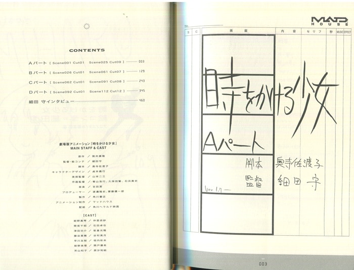 Pg 9105 時をかける少女 絵コンテ 直筆イラストサイン本 細田守