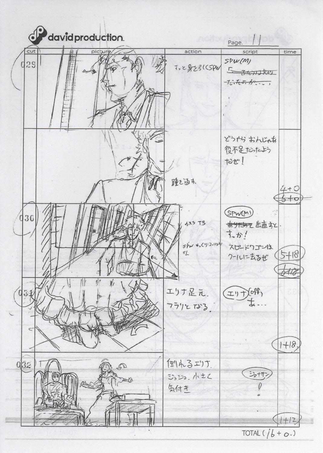 ジョジョの奇妙な冒険 Part1 ファントムブラッド No 4 絵コンテ 制作素材