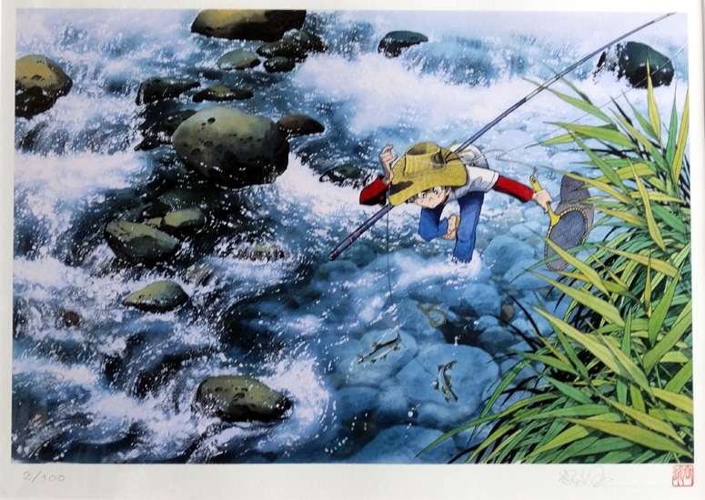 矢口高雄 直筆サイン入りカラー複製イラスト 「釣りキチ三平」 -1