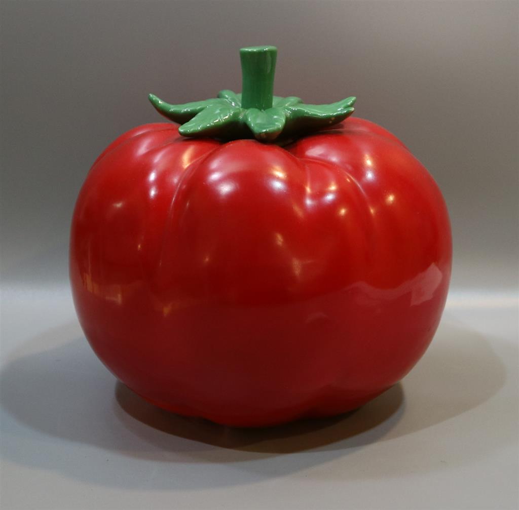 昭和レトロ 内藤ルネ 陶器の貯金箱 トマト 20㎝