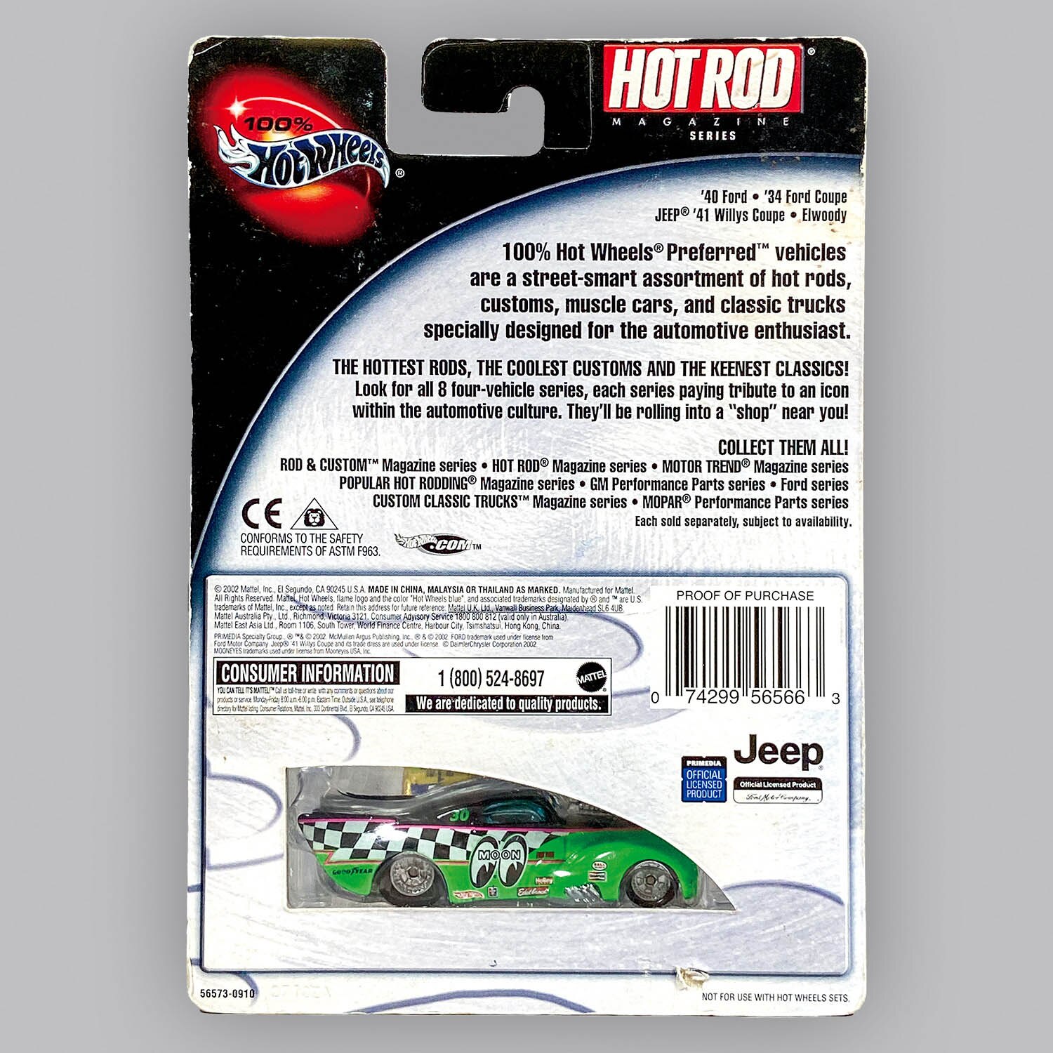 100% Hot Wheels '41 Jeep Willys Coupe Green/Hot Rod Magazine