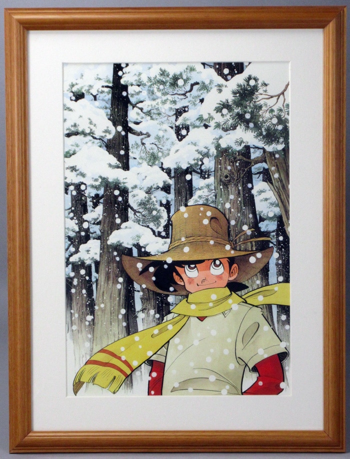 釣りキチ三平　額装ポスター　冬　矢口　高雄 矢口高雄 カラー複製イラスト「釣りキチ三平」冬