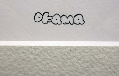 okama 直筆サイン入りカラー複製イラスト