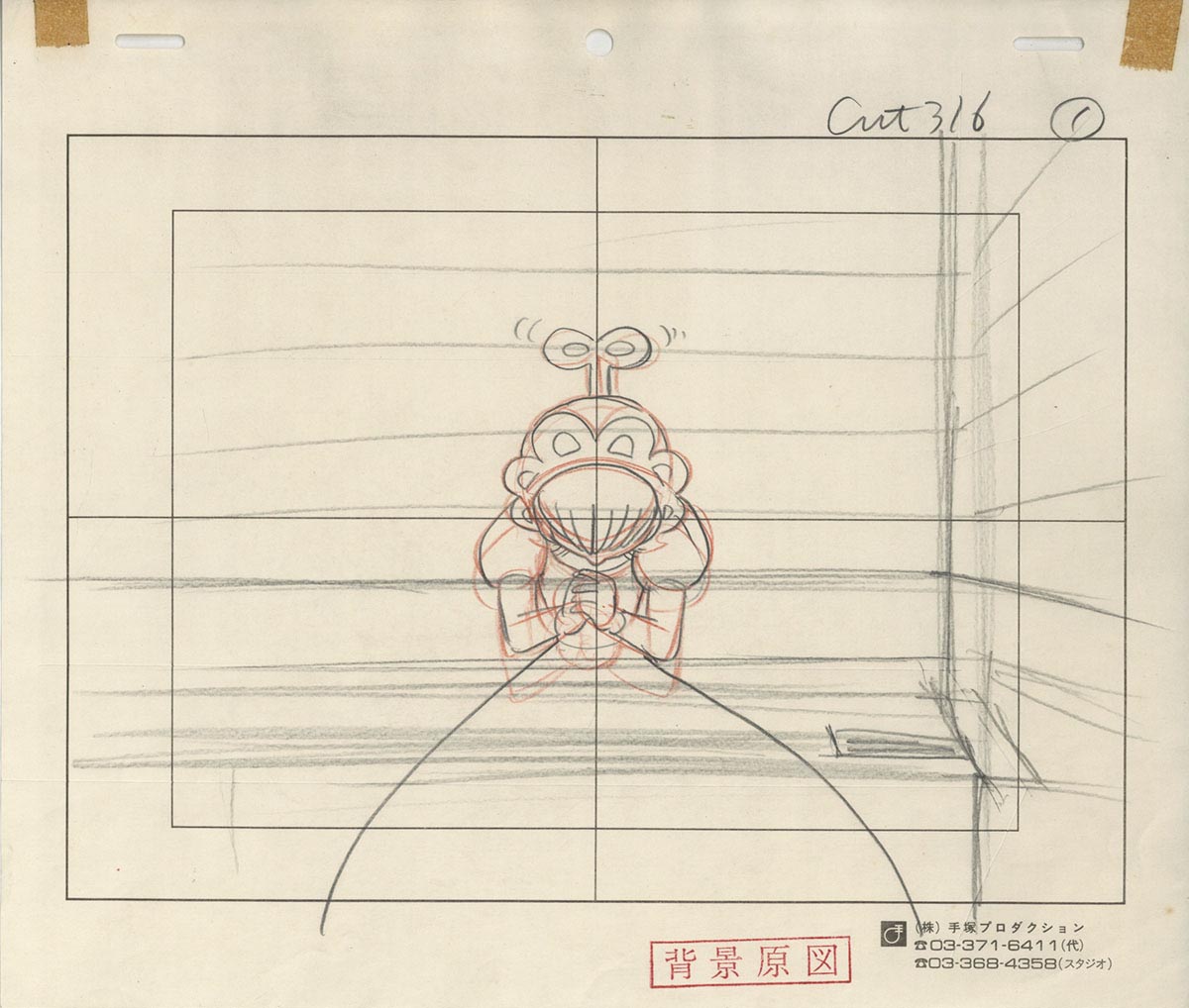 Osamu Tezuka Hand Drawn Anime Genga Astro Boy Tetsuwan Atom Livian Background Layout Planning Sheet