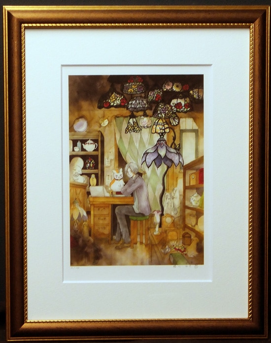 夏目友人帳 原画展 版画⑧ 緑川ゆき 直筆サイン シリアルナンバー入り 緑川ゆき 直筆サイン入りカラー複製イラスト「夏目友人帳」