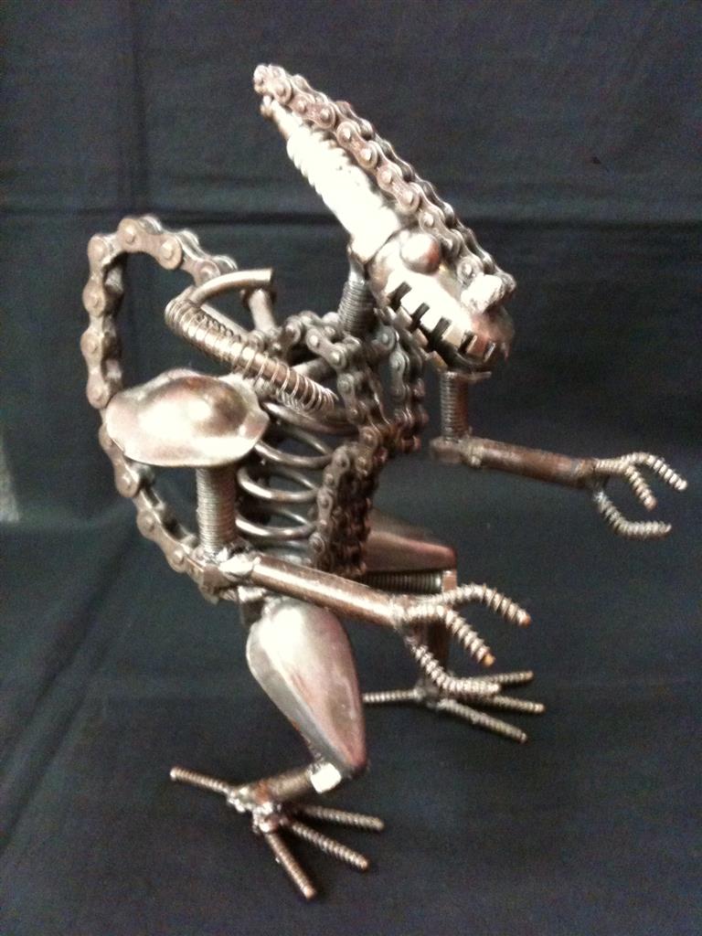 詳細不明 ハンドメイド 金属製 エイリアン？フィギュア 約18cm