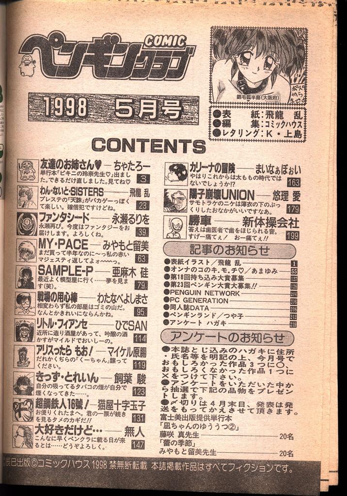 辰巳出版 ペンギンクラブ1998年5月号