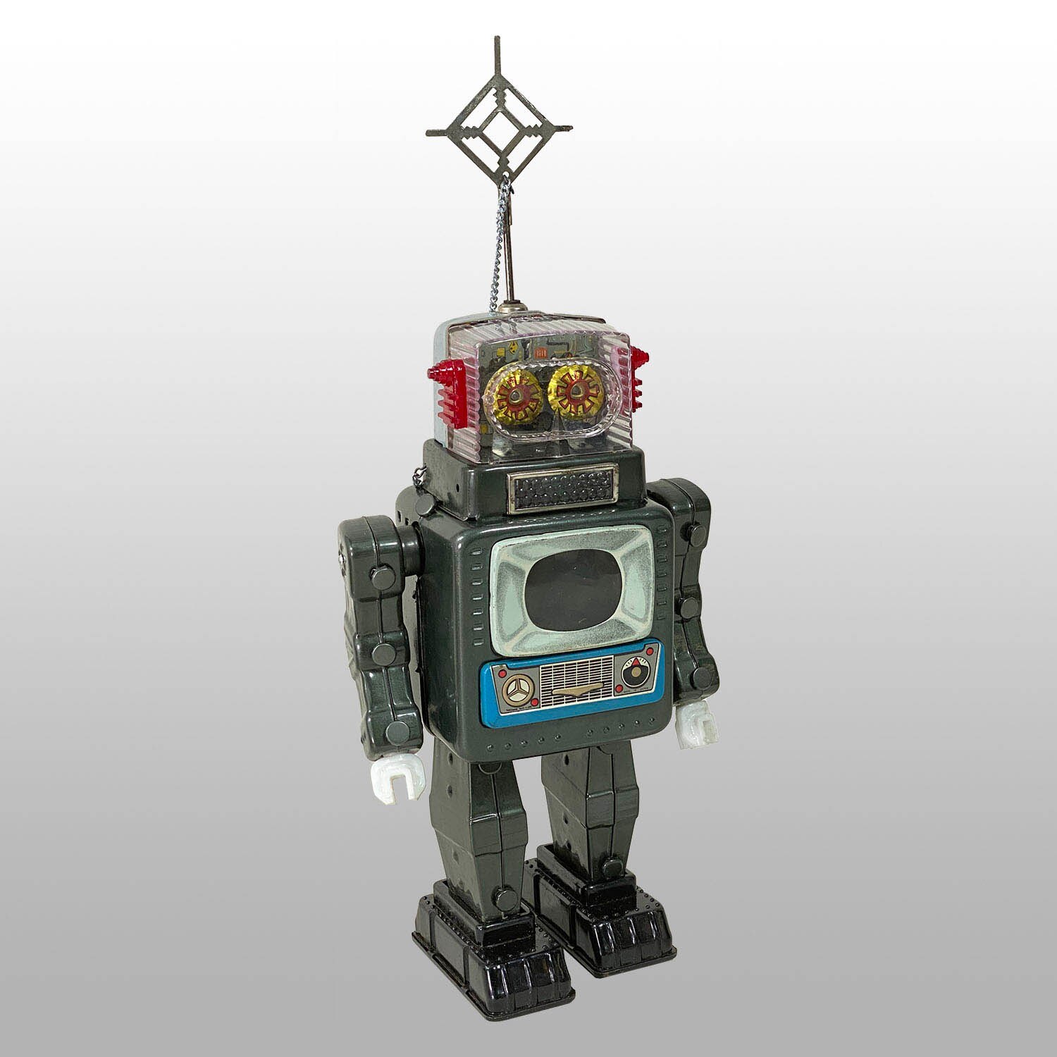 国産最新品ブリキロボット　テレビジョンスペースマンUM-1　アルプス　ヴィンテージ　昭和レトロ　当時物 ※テレビ部分は電池で光りました ロボット