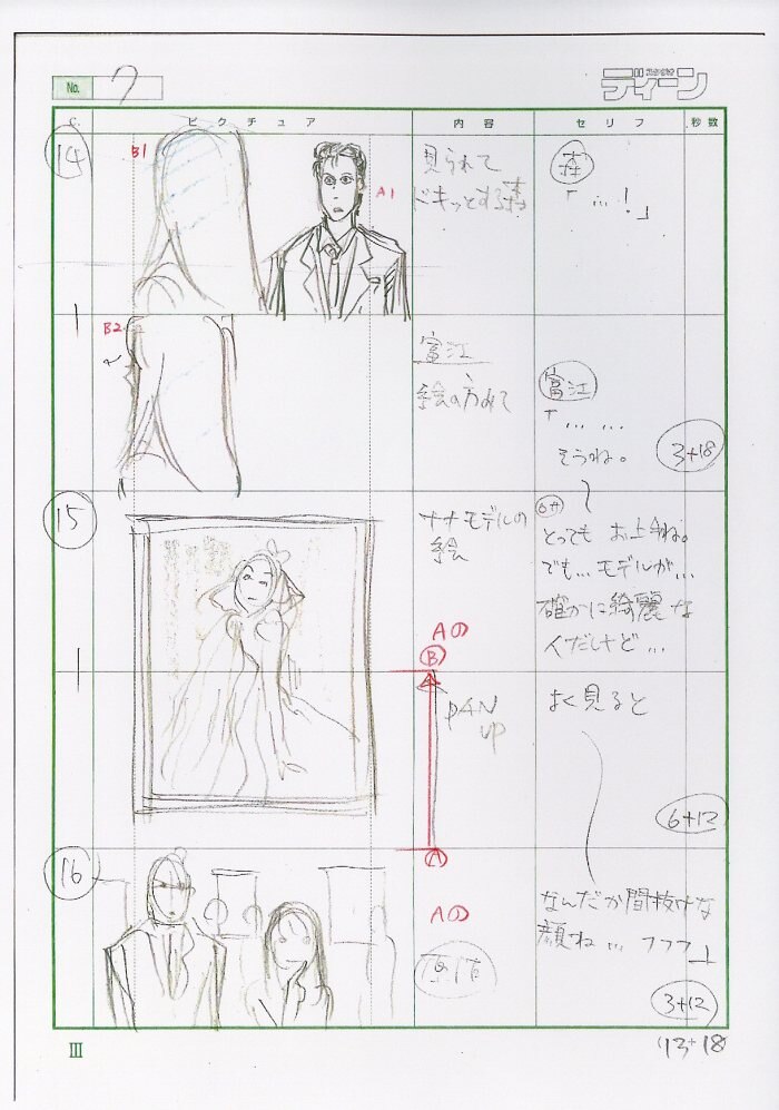 伊藤潤二　直筆絵コンテ・ラフ画『相部屋』4枚 伊藤潤二 「コレクション」 絵コンテ