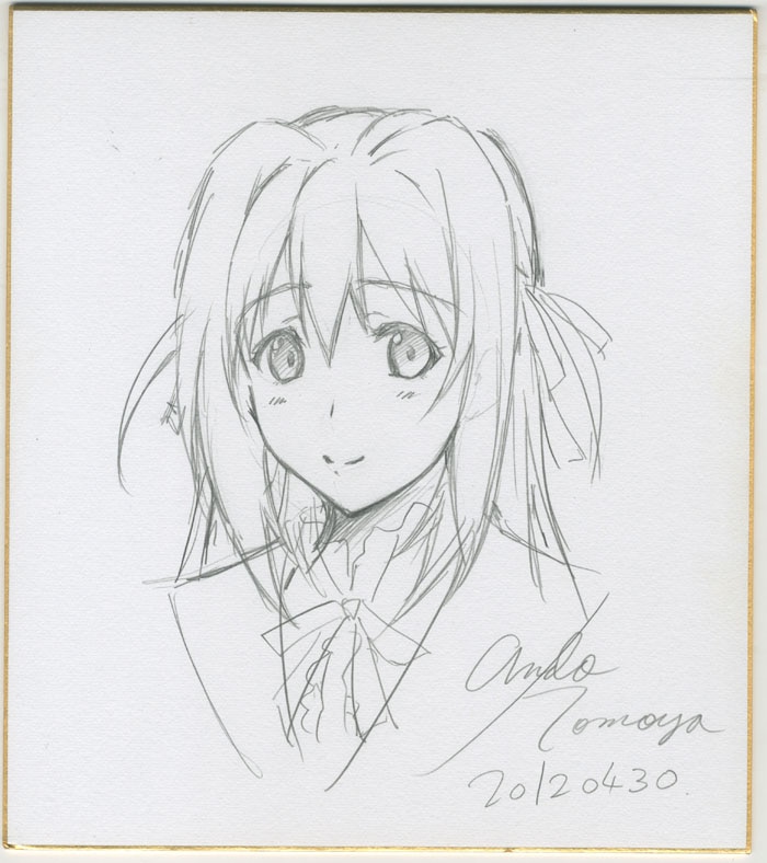 安藤智也　直筆イラスト入りサイン色紙 安藤智也 直筆色紙「学園催眠隷奴～さっきまで、大嫌いだったはず