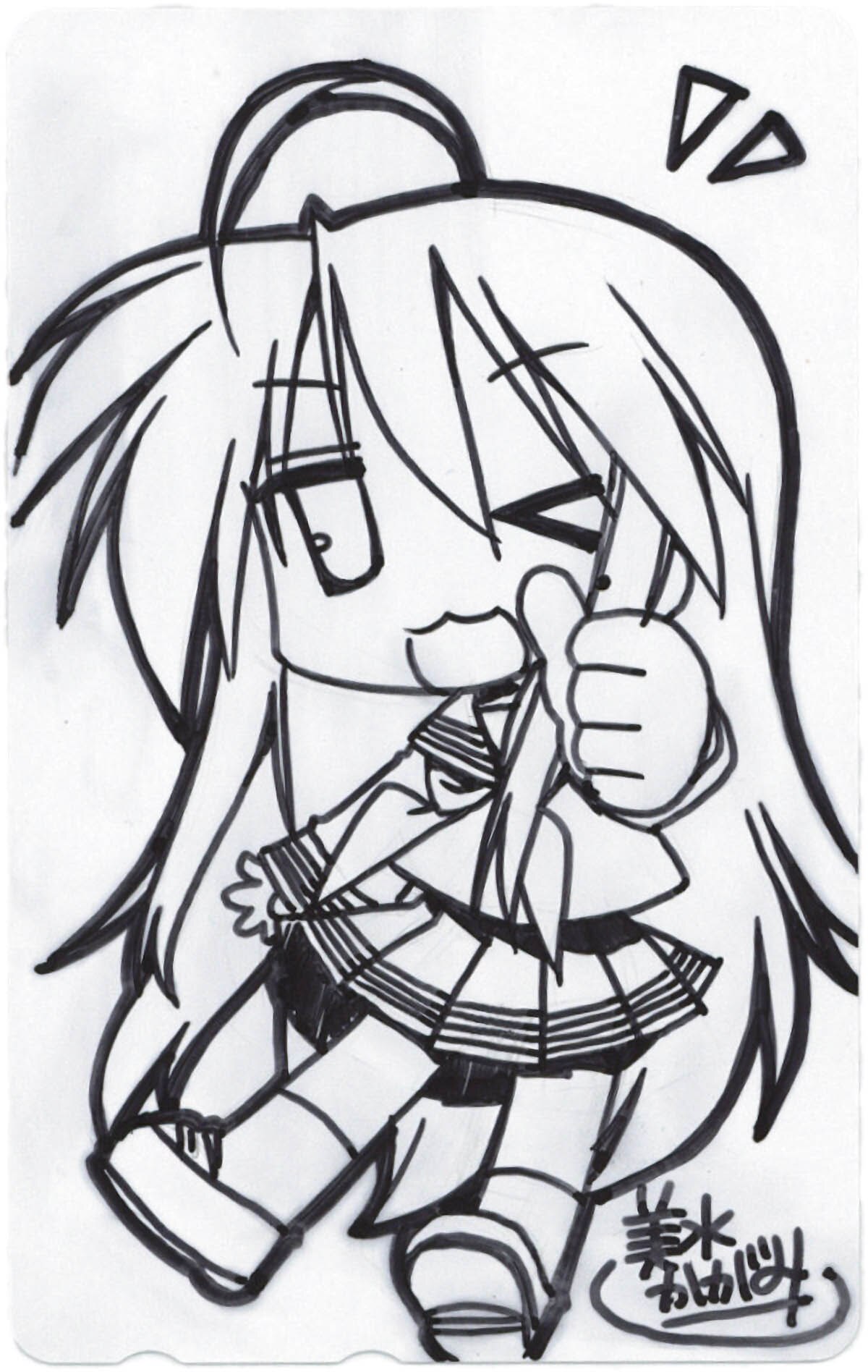 6906] 美水かがみ 直筆イラストサイン入りテレホンカード「らき