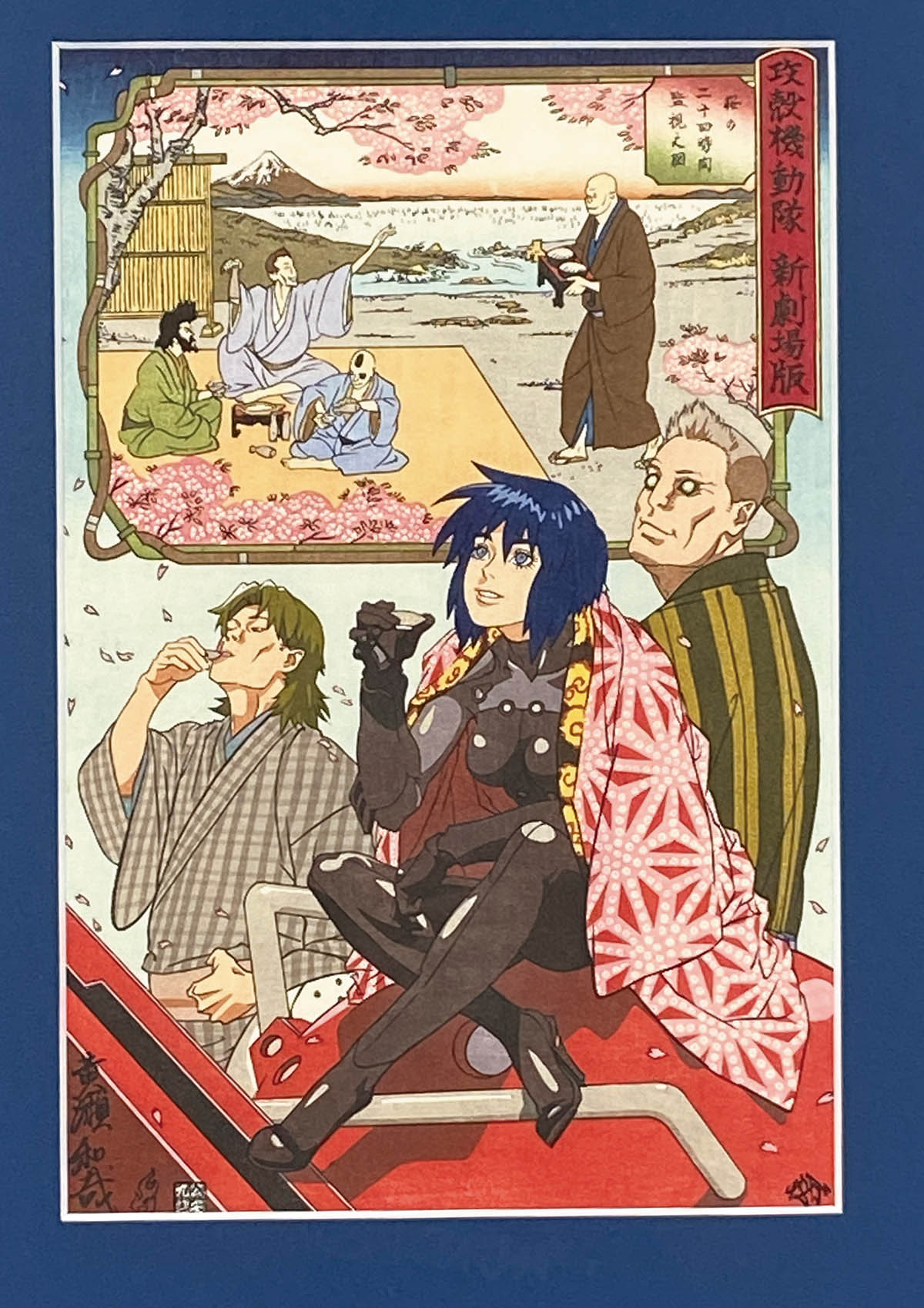 5132] 黄瀬和哉 木版画「攻殻機動隊 新劇場版」 桜の二十四時間