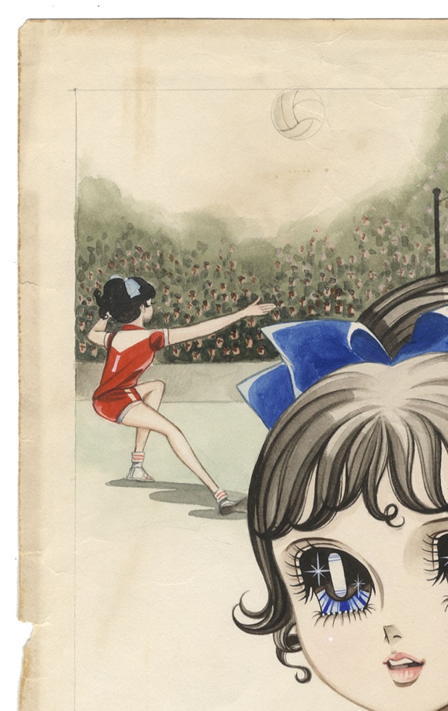 浦野千賀子直筆カラーイラスト「アタックNo.1」
