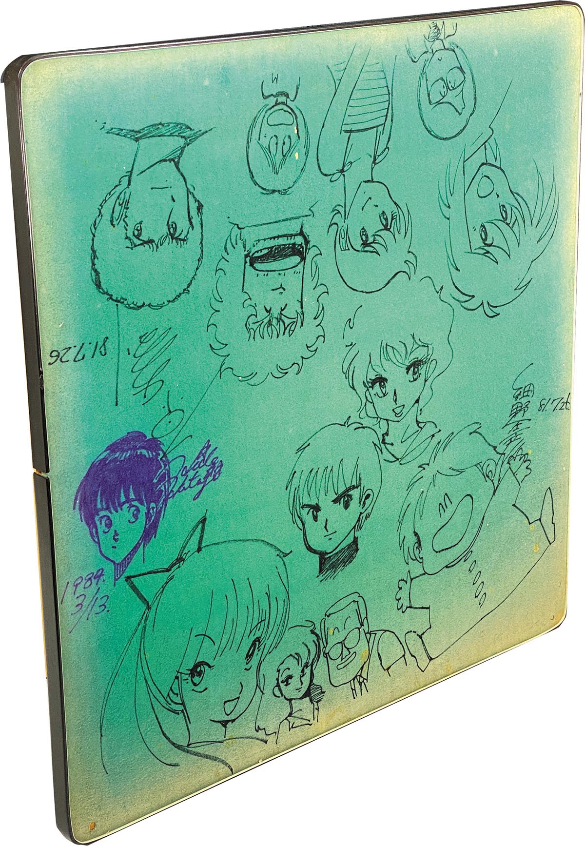 3072 細野不二彦 原秀則 幡地英明 直筆イラストサイン入り炬燵板 さすがの猿飛 さよなら三角 あした天兵