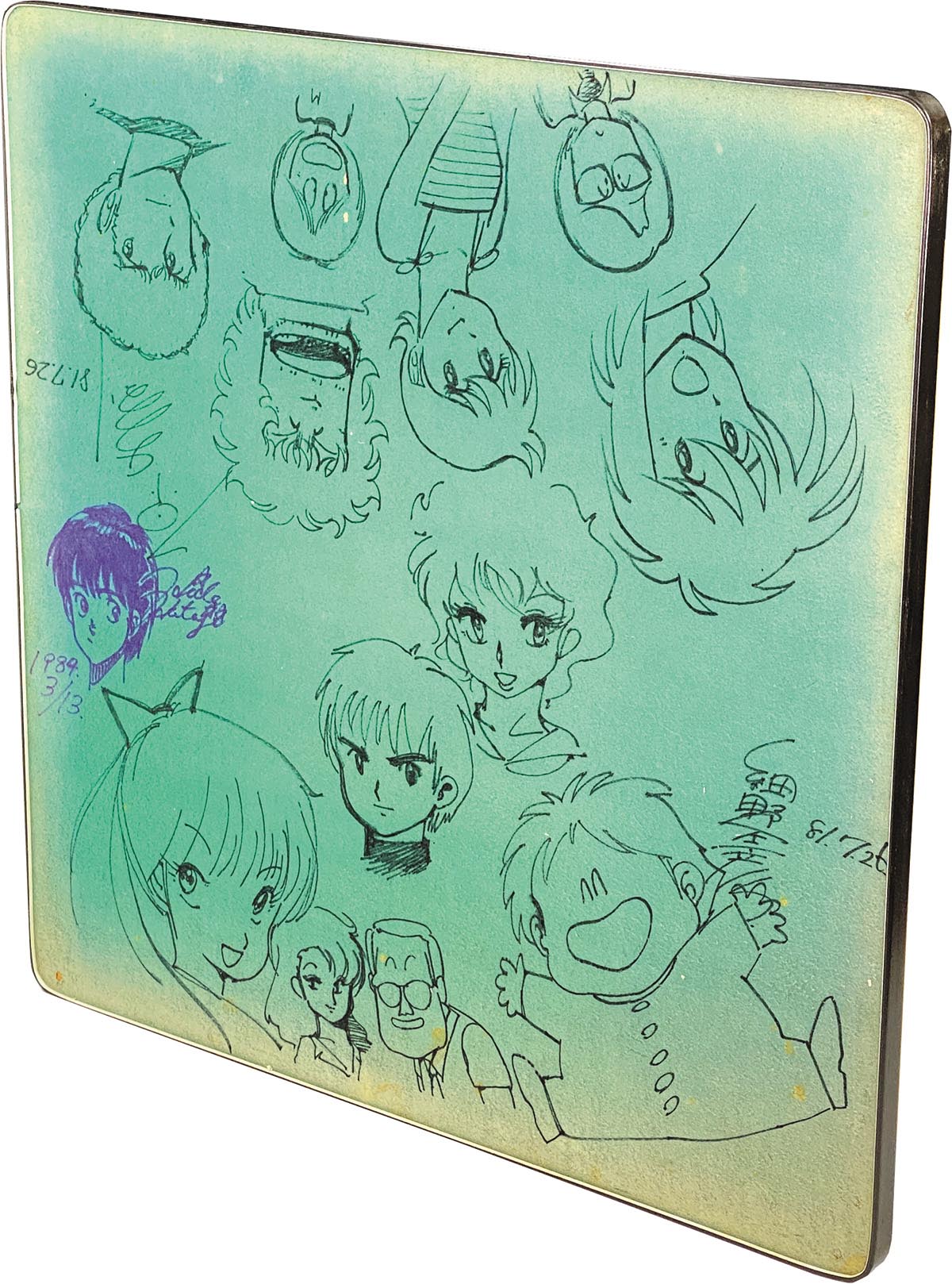 3072 細野不二彦 原秀則 幡地英明 直筆イラストサイン入り炬燵板 さすがの猿飛 さよなら三角 あした天兵