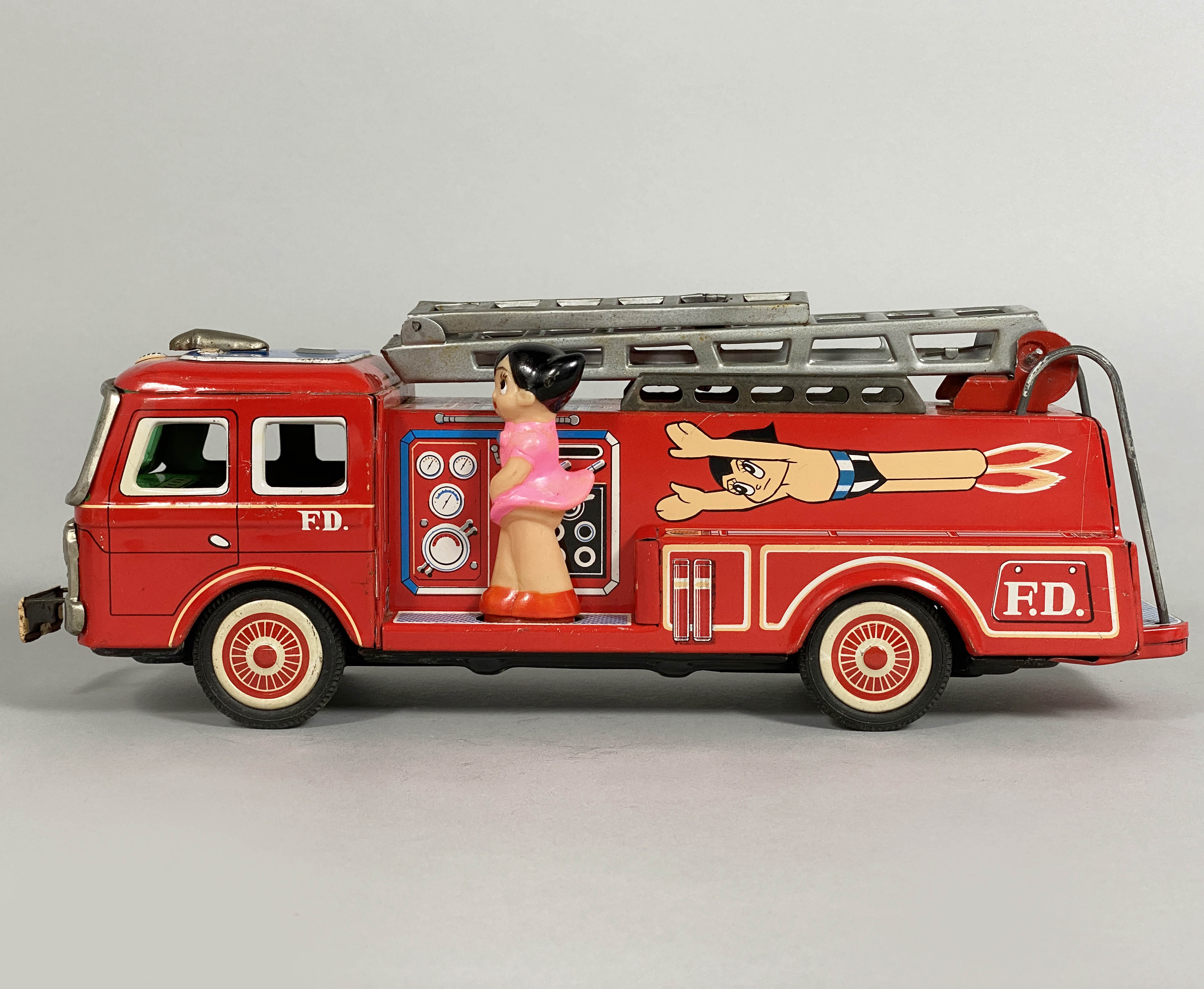 ジャンク ヨネザワ FIRE CAR ブリキ 消防車 昭和 外箱付 ジャンク 箱無