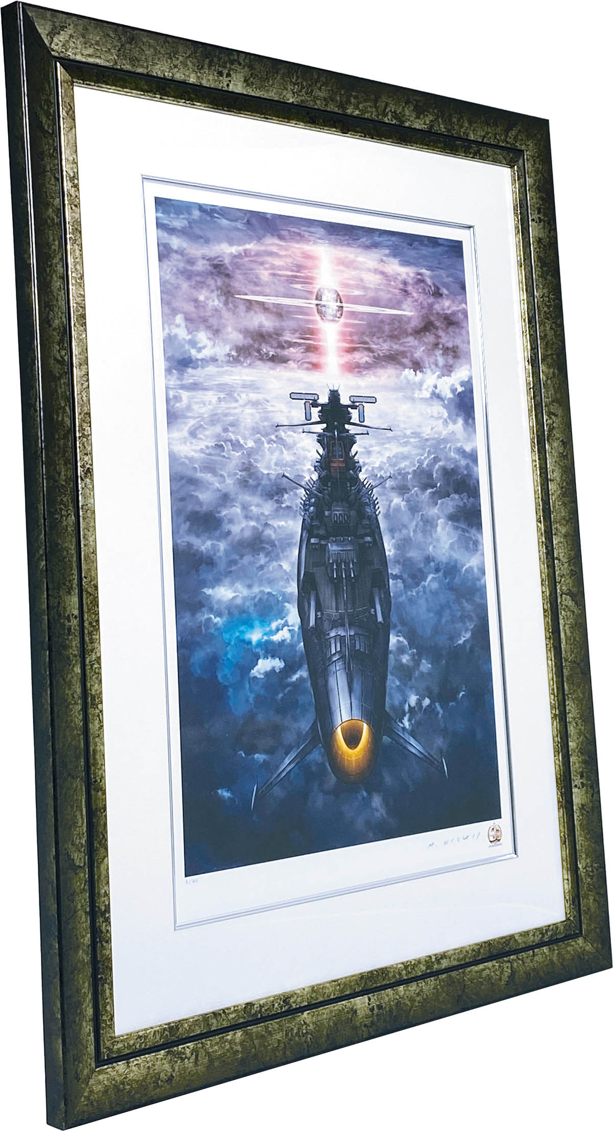 人気のクリスマスアイテムがいっぱい！ 2864] 西井正典 直筆サイン入りカラー複製イラスト 「宇宙戦艦 イラスト