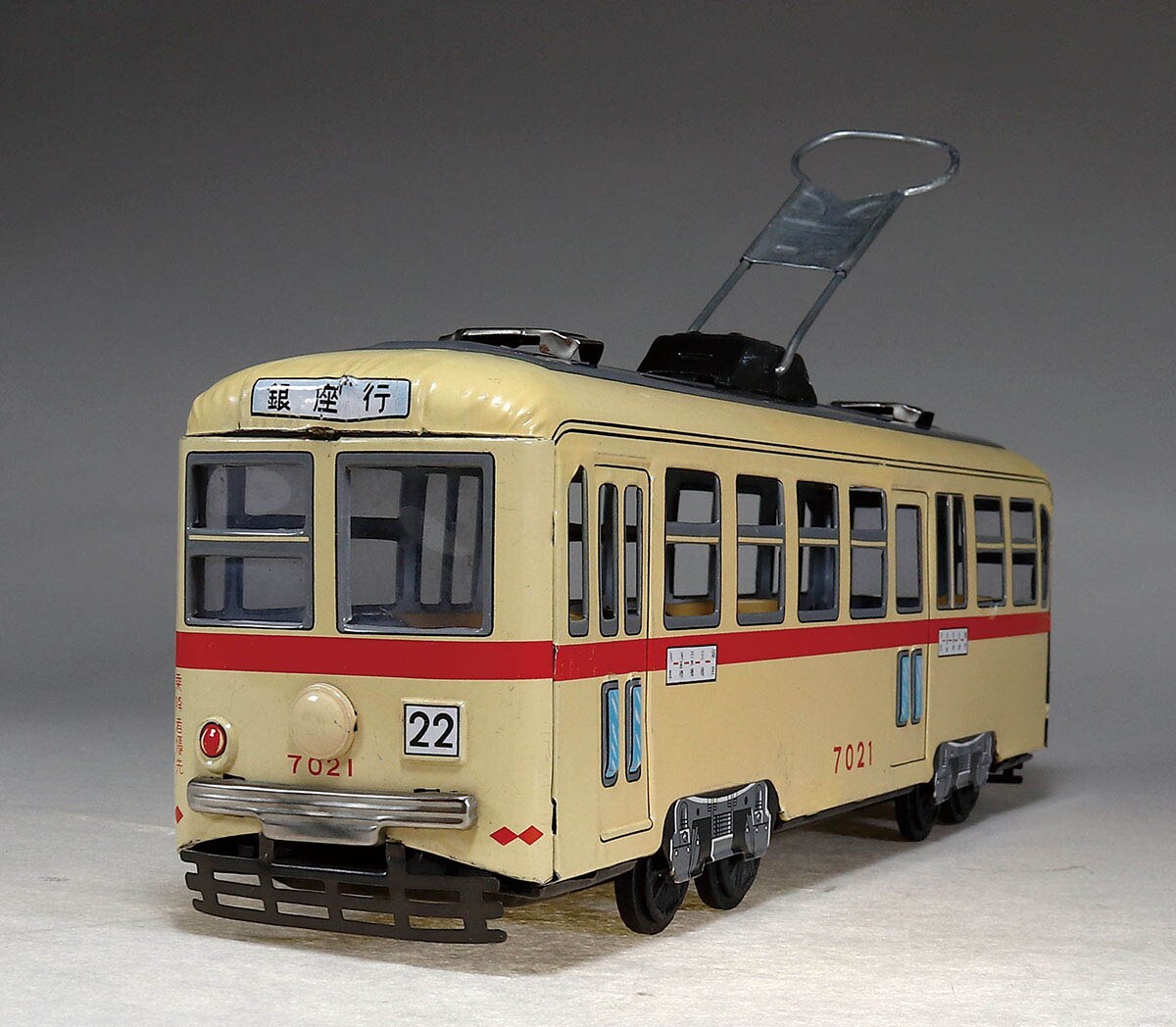 【ブリキ】寺井商店　ダイヤ　鈴打都電　路面電車　7021 銀座〜浅草　日本製 ブリキ】寺井商店ダイヤ鈴打都電路面電車7021 銀座〜浅草日本製