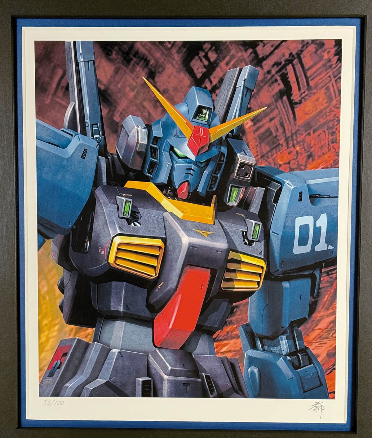 天神英貴 複製原画 「RX-178 ガンダムMk-II」 エマ・シーン中尉搭乗機 2547] 天神英貴 直筆サイン入りカラー複製イラスト「機動戦士ガンダム